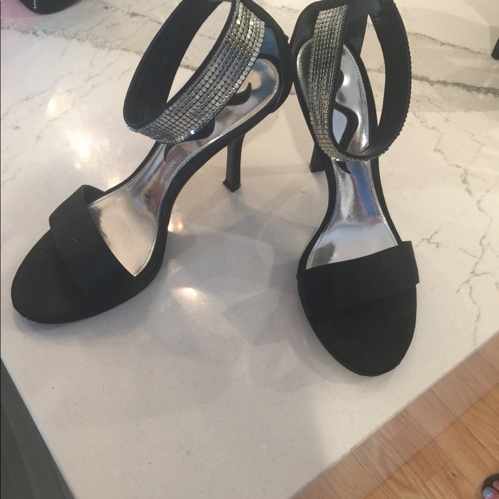 Silver Ankle strap heels